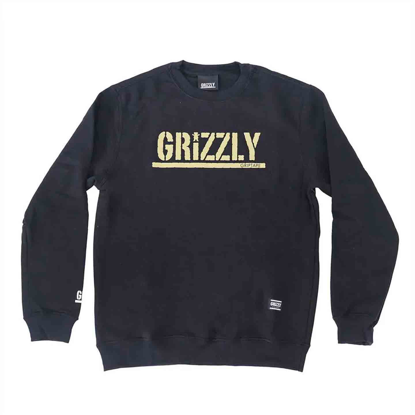 Moletom Grizzly Og Stamp Crewneck Careca Preto e Dourado